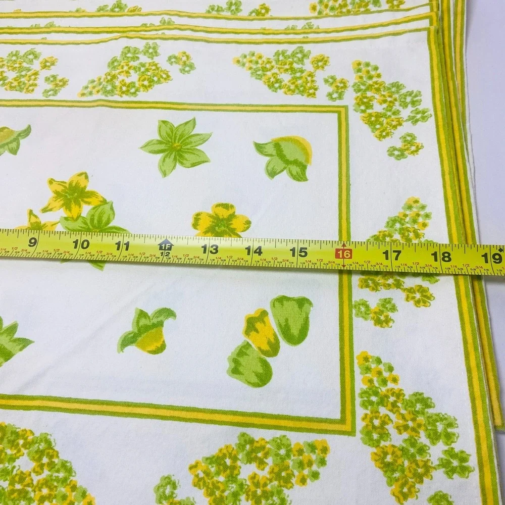 Vintage Floral Set Of 6‎ Placemats & 6 Napkins Green Yellow Flower MCM 70s Boho
